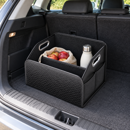 🚘 Trunk Organizer | Leather-Look | Grocery Runs | Drivers | Quilted Compartments