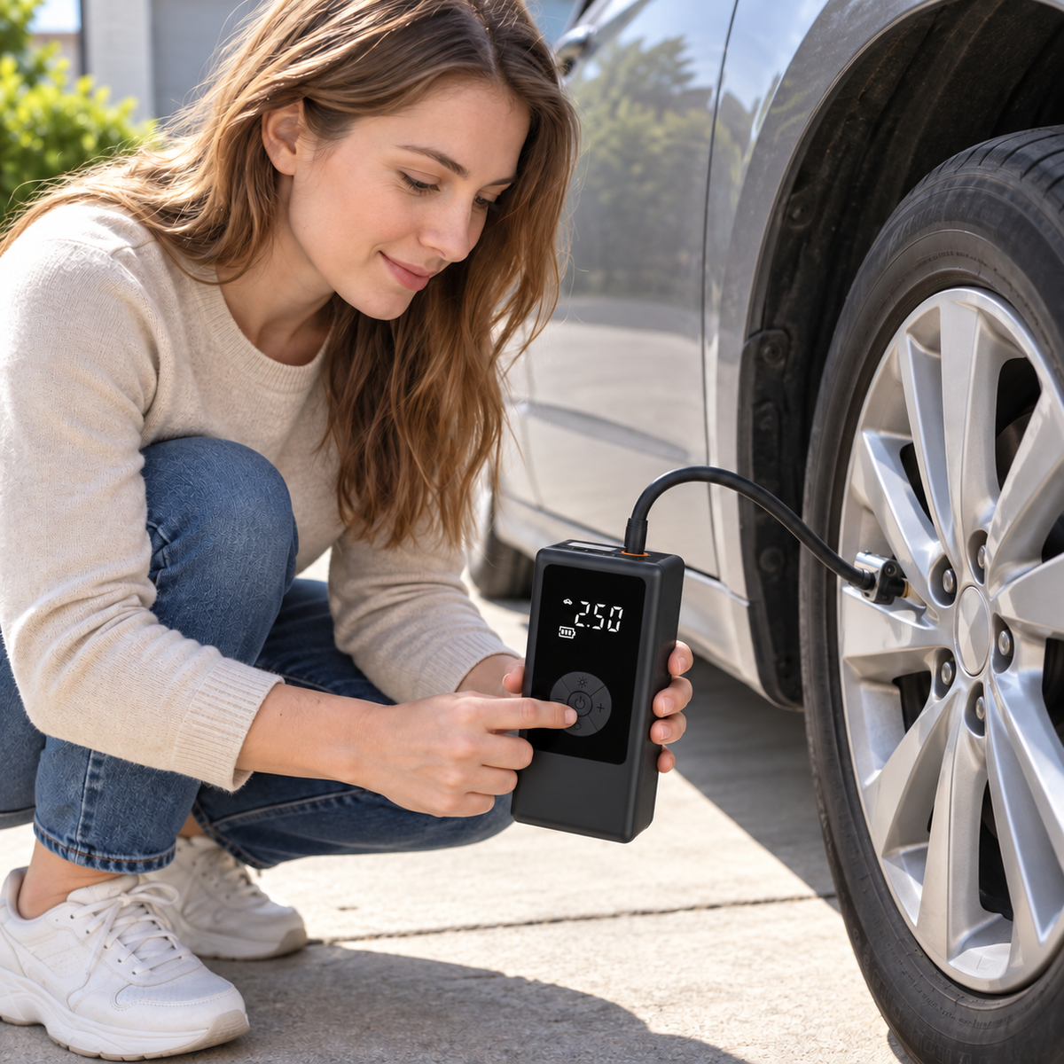 🚗 Portable Tire Inflator | Plastic Shell | Road Trips | Car Owners | LED Display