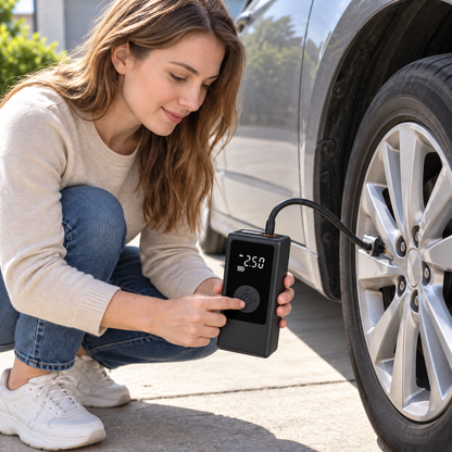 🚗 Portable Tire Inflator | Plastic Shell | Road Trips | Car Owners | LED Display