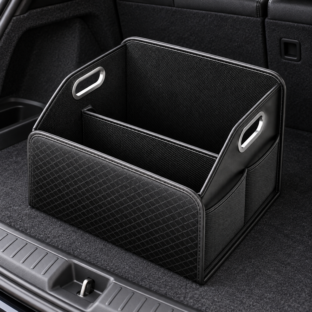 🚘 Trunk Organizer | Leather-Look | Grocery Runs | Drivers | Quilted Compartments