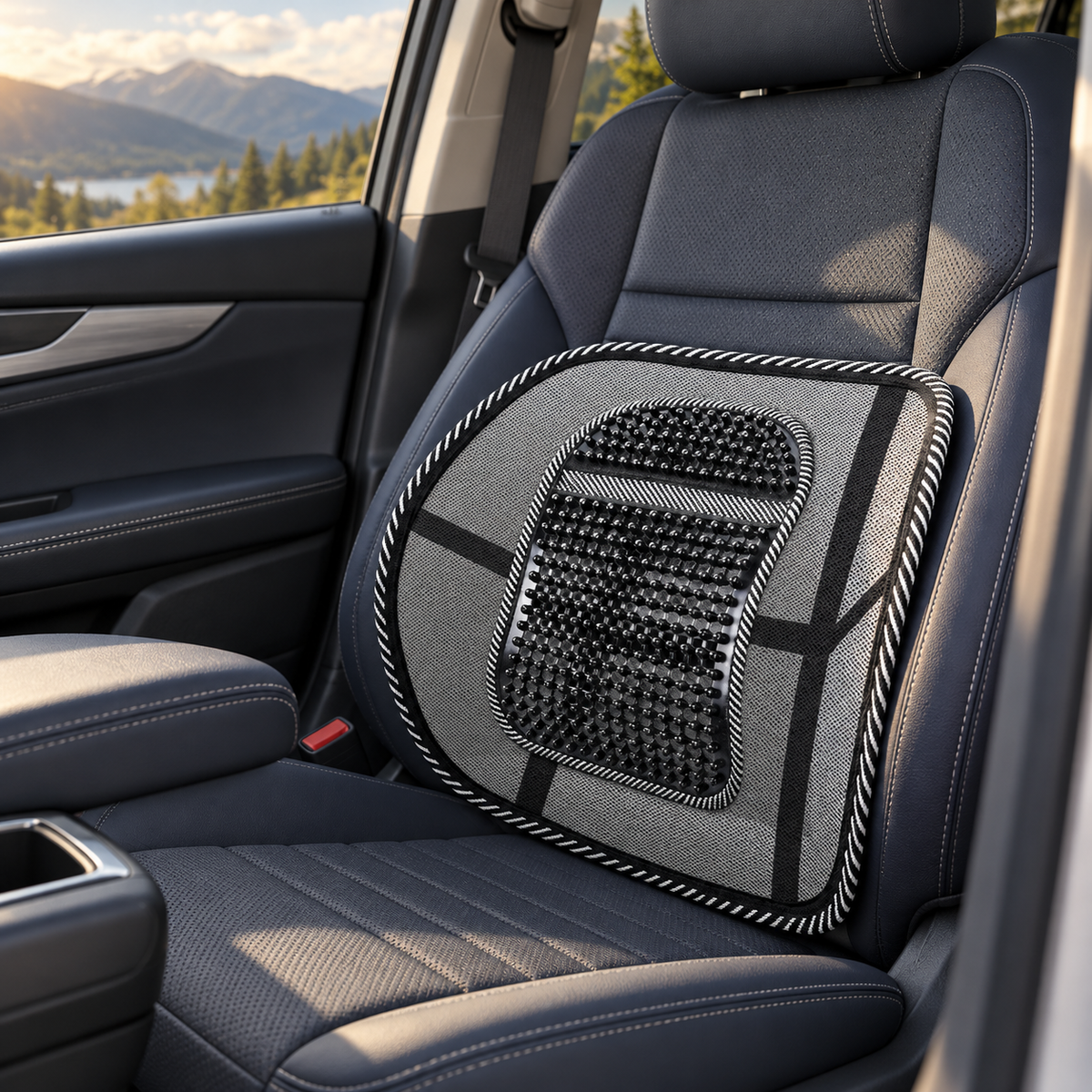 🚗 Lumbar Cushion | Breathable Mesh | Cars | Drivers | Beaded Contour