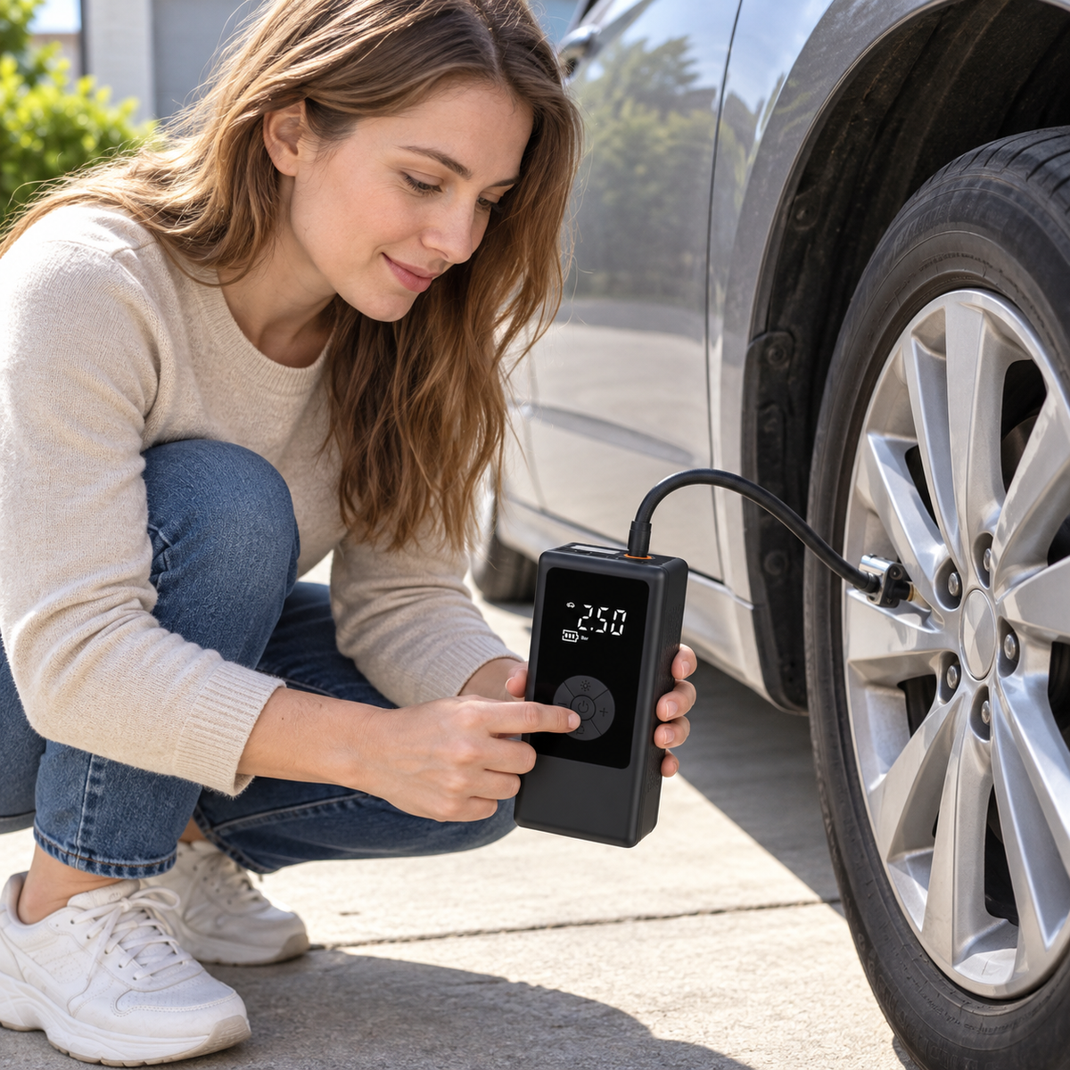 🚗 Portable Tire Inflator | Plastic Shell | Road Trips | Car Owners | LED Display