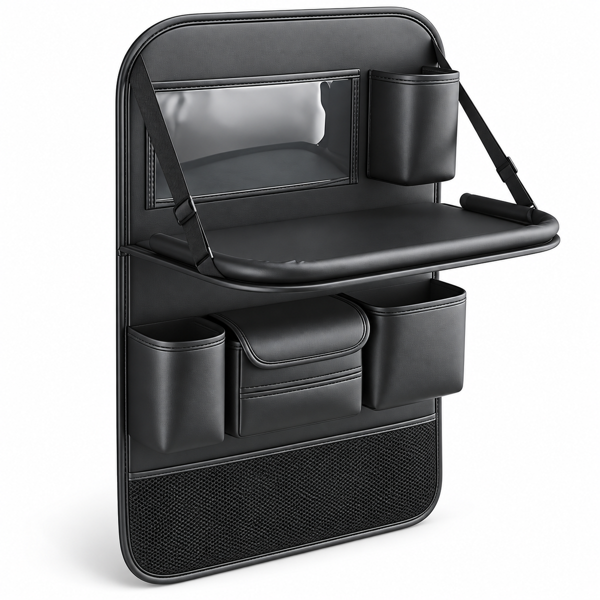 🚙 Backseat Organizer | Leather-Effect | Long Drives | Travelers | Fold-Down Tray