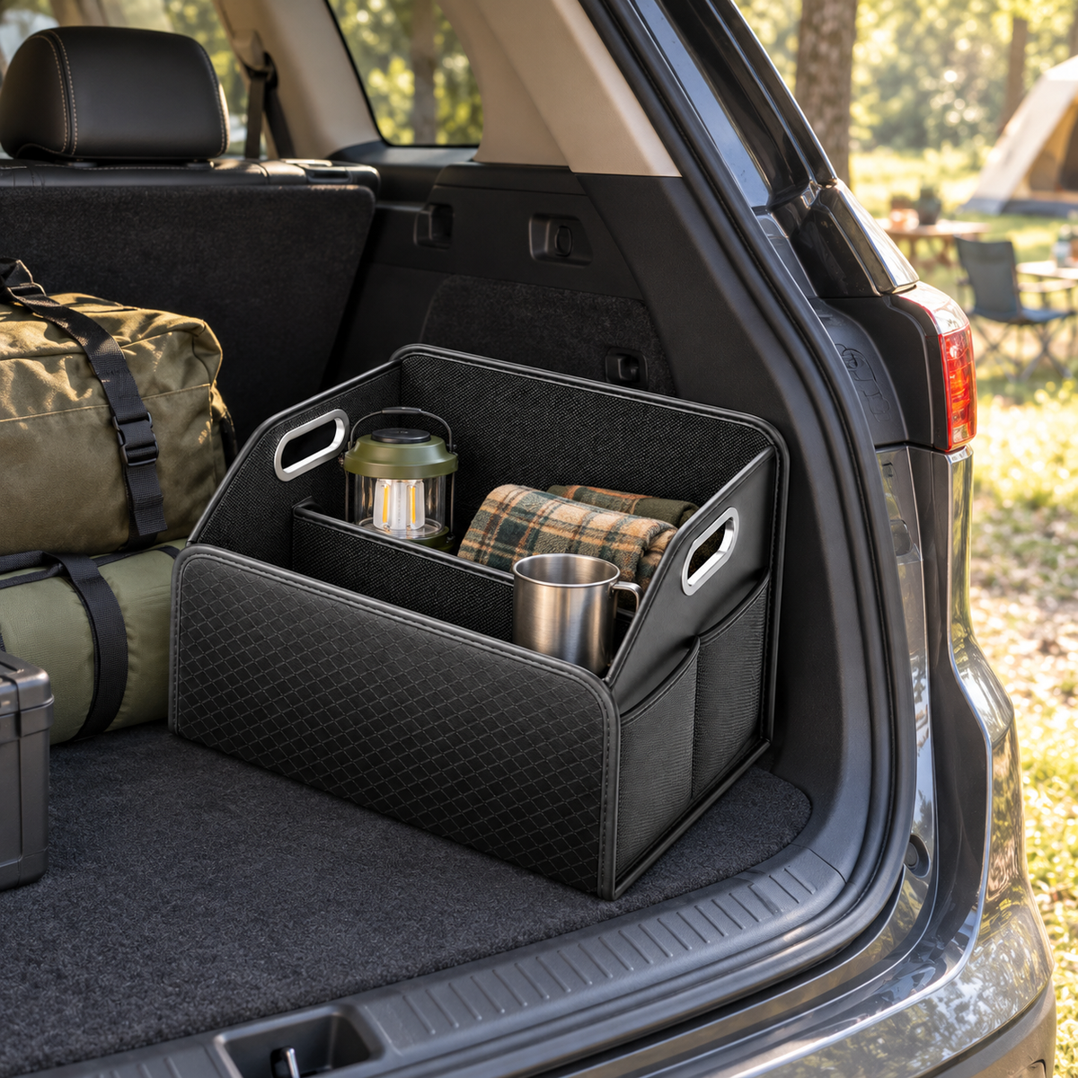 🚘 Trunk Organizer | Leather-Look | Grocery Runs | Drivers | Quilted Compartments