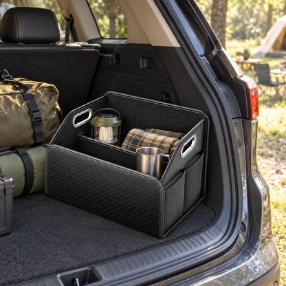 🚘 Trunk Organizer | Leather-Look | Grocery Runs | Drivers | Quilted Compartments